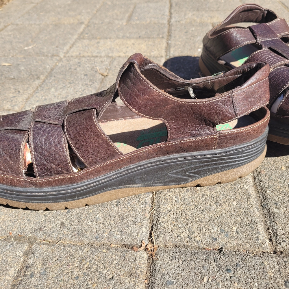 Mephisto Dark Brown Leather Fisherman Sandals - Picture 2 of 9